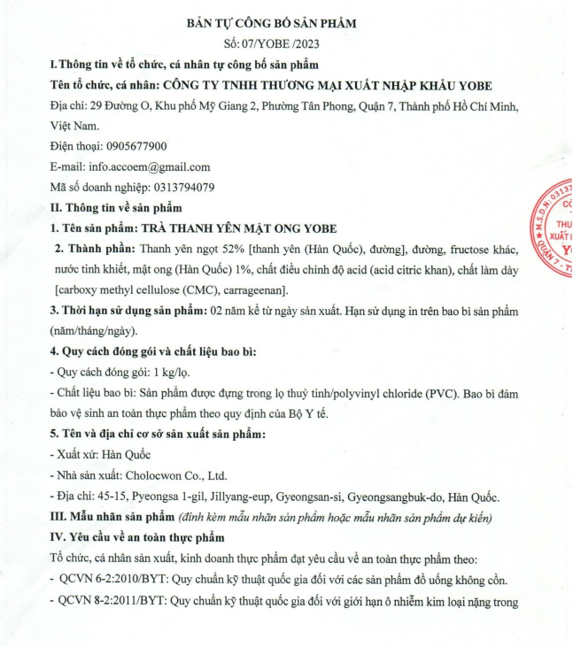 Trà Thanh Yên Mật Ong YOBE