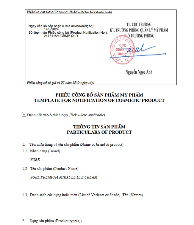 Kem Dưỡng Mắt Sáng Da Mờ Quầng Thâm Cao Cấp YOBE 15mL