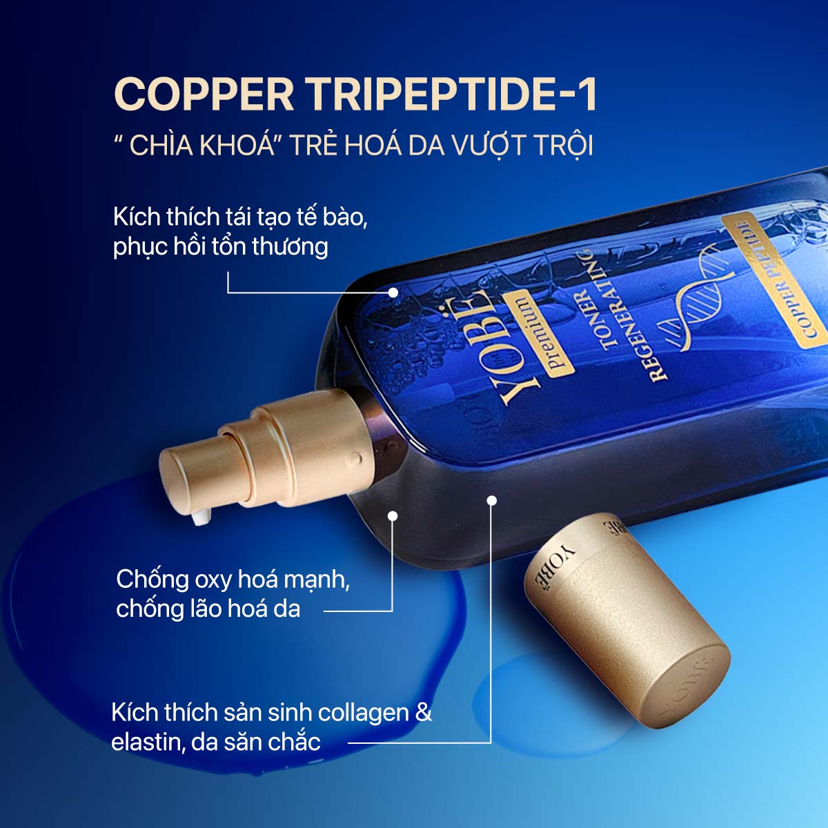 Combo 02 Toner Tái Sinh Làn Da & Ngăn Ngừa Thâm Nám Coppper Peptide YOBE 200mL