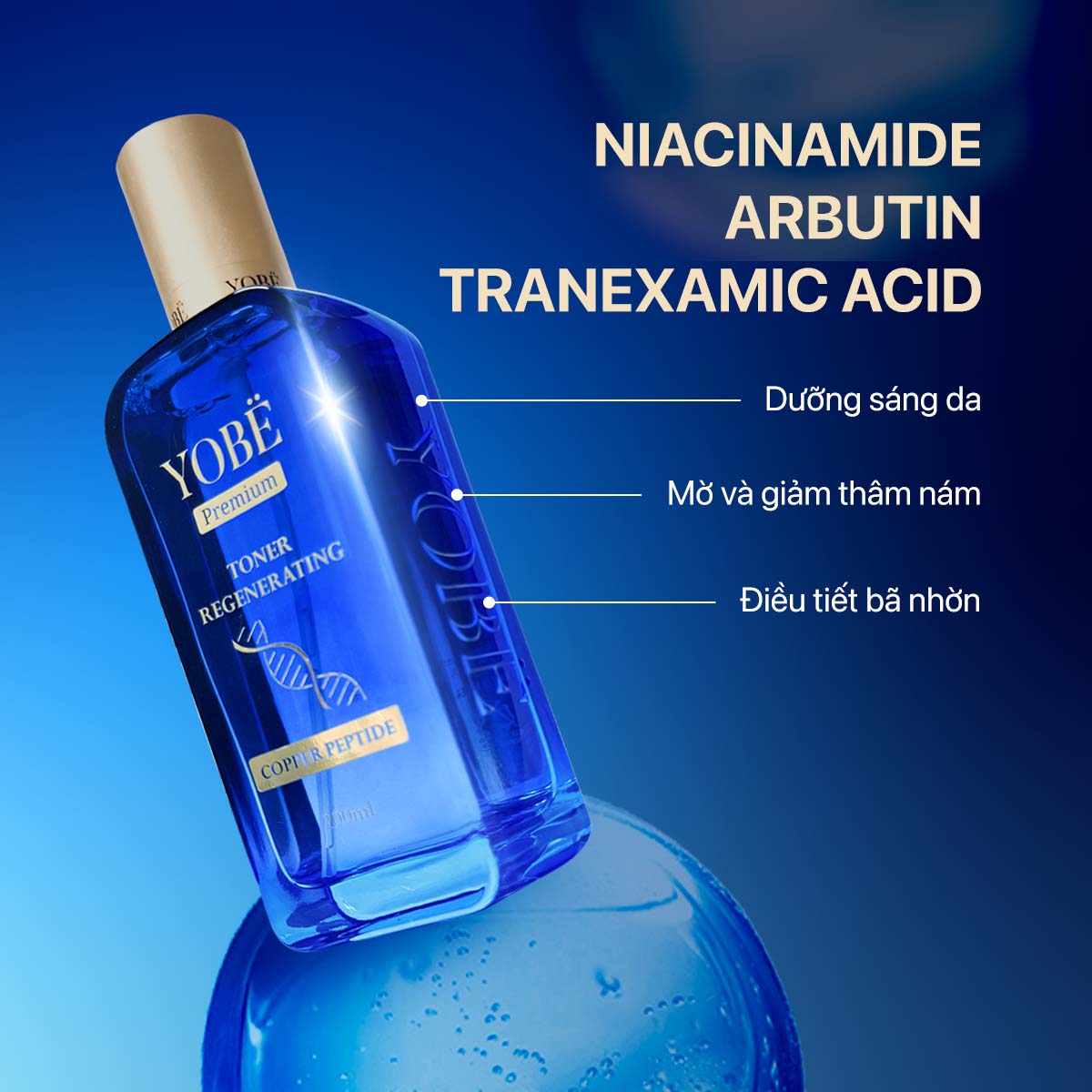 Combo 02 Toner Tái Sinh Làn Da & Ngăn Ngừa Thâm Nám Coppper Peptide YOBE 200mL