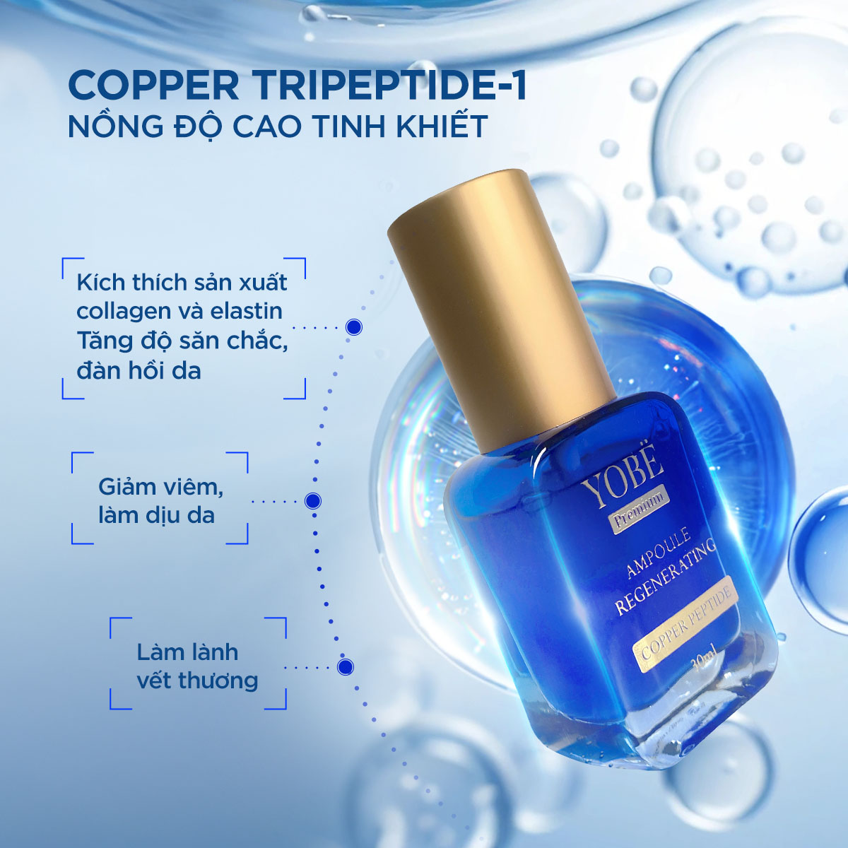 Tinh Chất Tái Tạo Phục Hồi Và Căng Bóng Da Chuyên Sâu YOBE Premium Copper Peptide 30ml