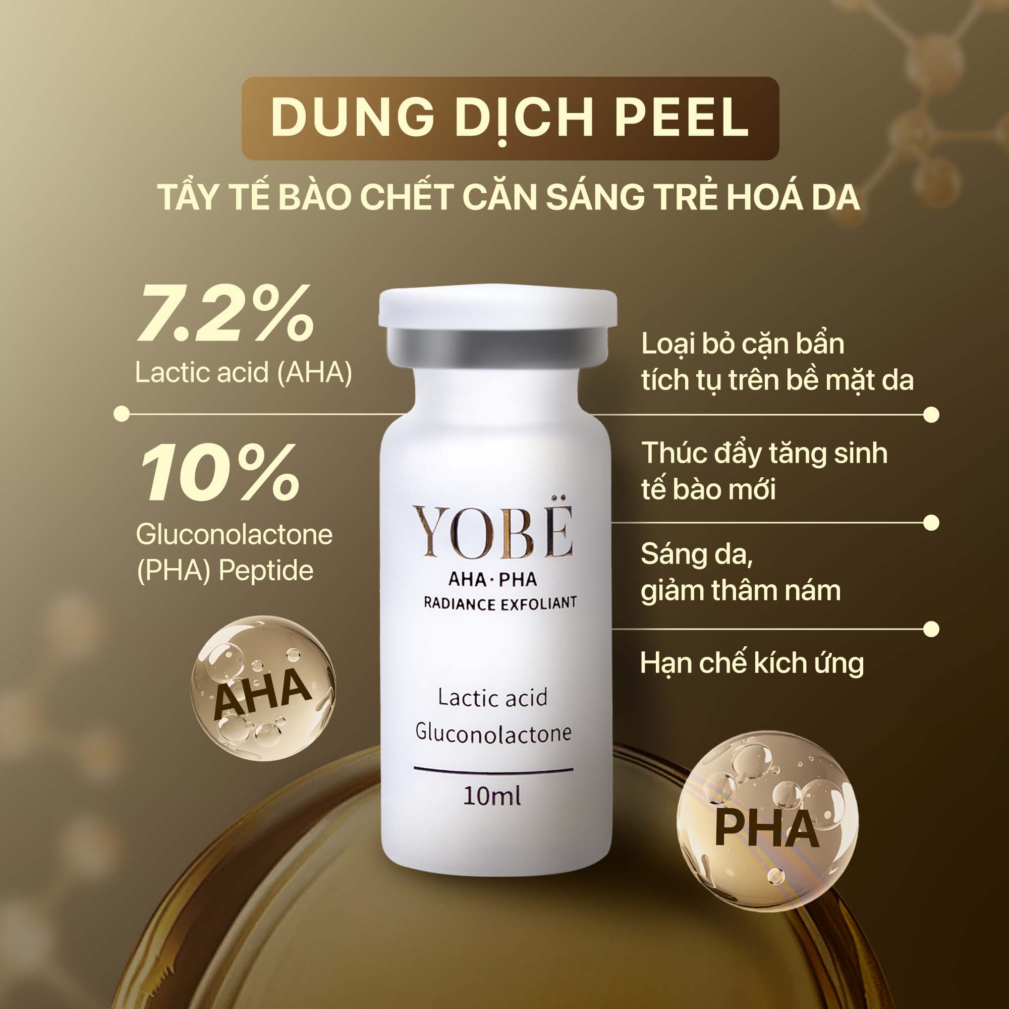 Dung Dịch Peel AHA PHA Tẩy Tế Bào Chết Căng Sáng Trẻ Hoá 10mL