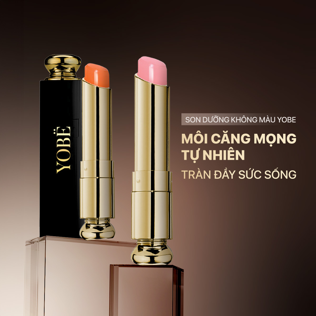 Combo 02 Son Dưỡng Ẩm Mềm Môi Không Màu YOBE (#Màu Hồng + #Màu Cam)